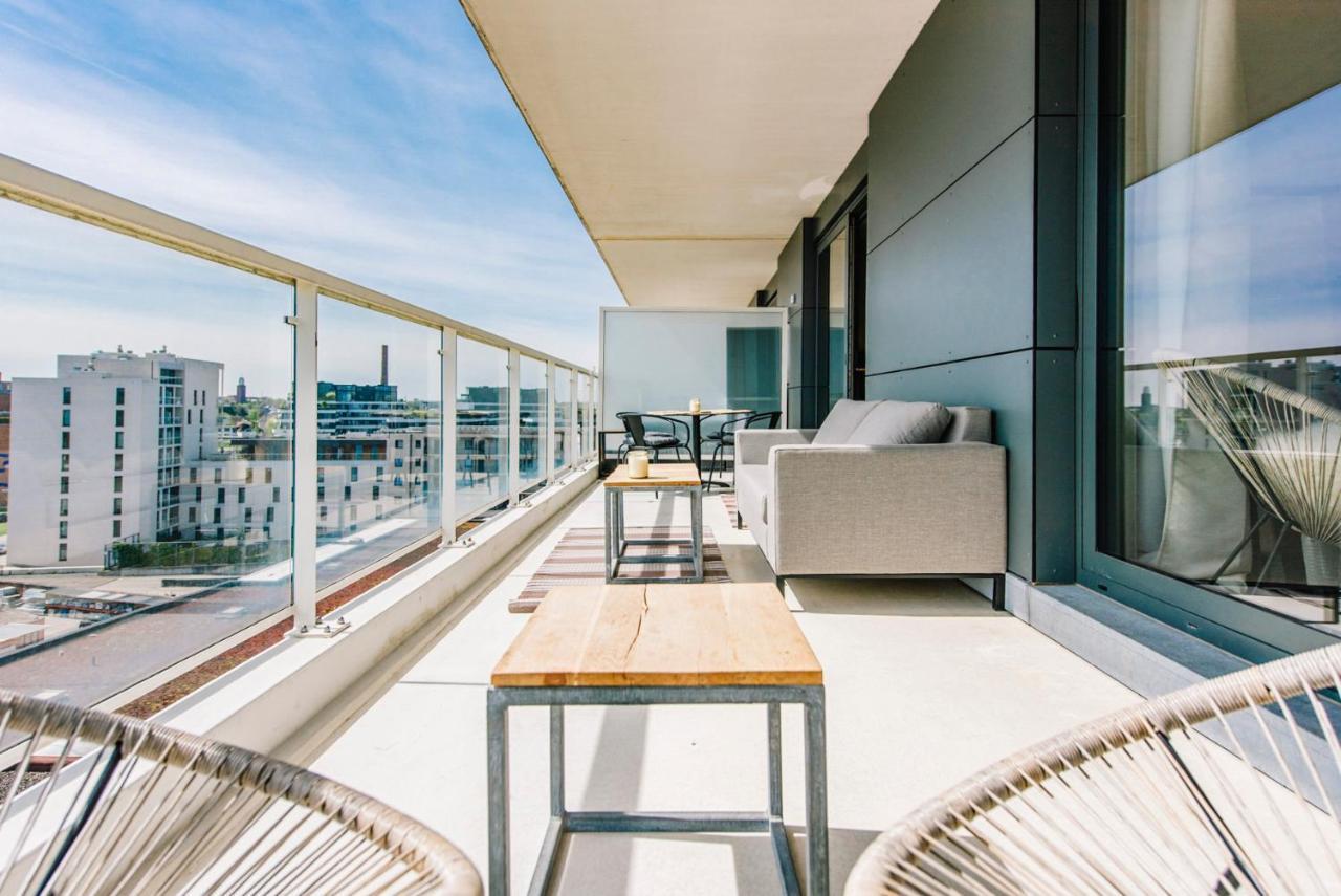 Shs Homes-Luxe Highrise, 2 Bedrooms, Kitchen, Free Parking, Stunning View, Large Tarrasse, Workspace 哈瑟尔特 外观 照片
